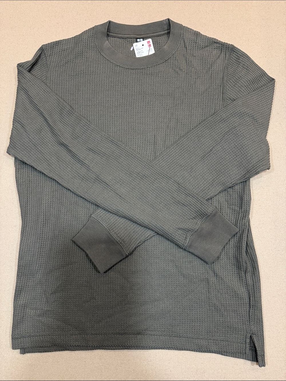 Uniqlo Men’s Long-Sleeve Waffle Thermal Shirt - Gray